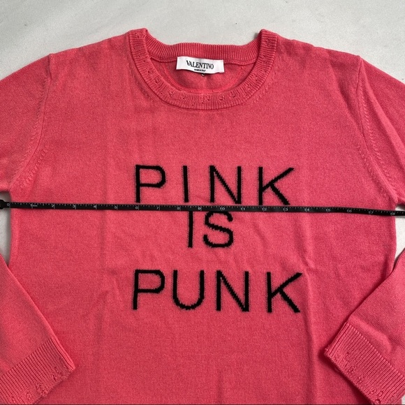 Valentino PINK IS PUNK pink and black graphic lightweight wool cashmere sweater - Picture 11 of 14